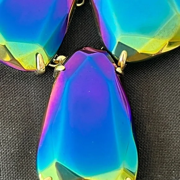 NWOT Kendra Scott Rare & Retired Harlow Necklace Black Iridescent & Gold GORG! - Picture 8 of 10